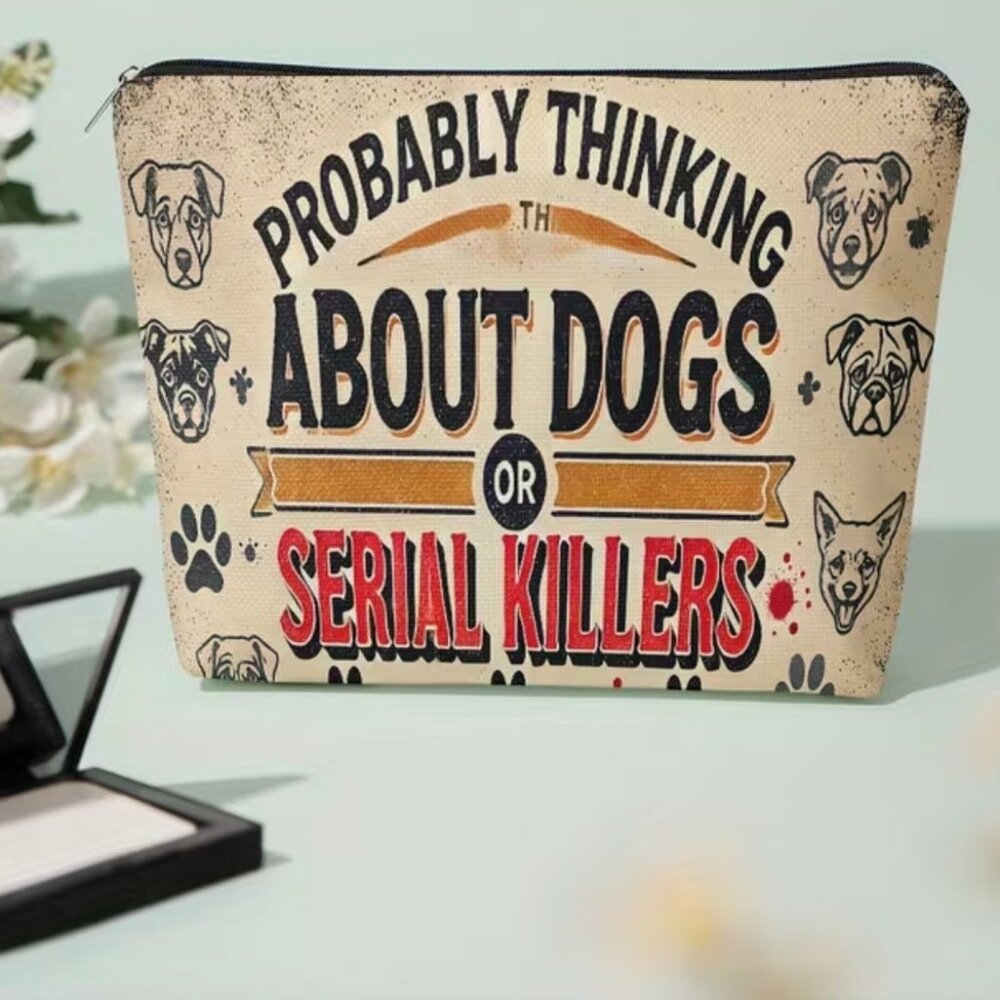 BOUTIQUE DOG AND SERIAL KILLER WHIMSY MAKEUP POUCH